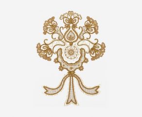三色花图案电脑绣花链目绣珠片绣平绣卷绣