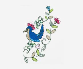 彩色小鸟图案电脑卷绣链目绣珠片绣平绣加工